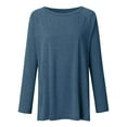 thumbnail image 2 of Innerwin T-shirt Crew Neck Women Tee Work Solid Color Loose T Shirt Blue L, 2 of 7