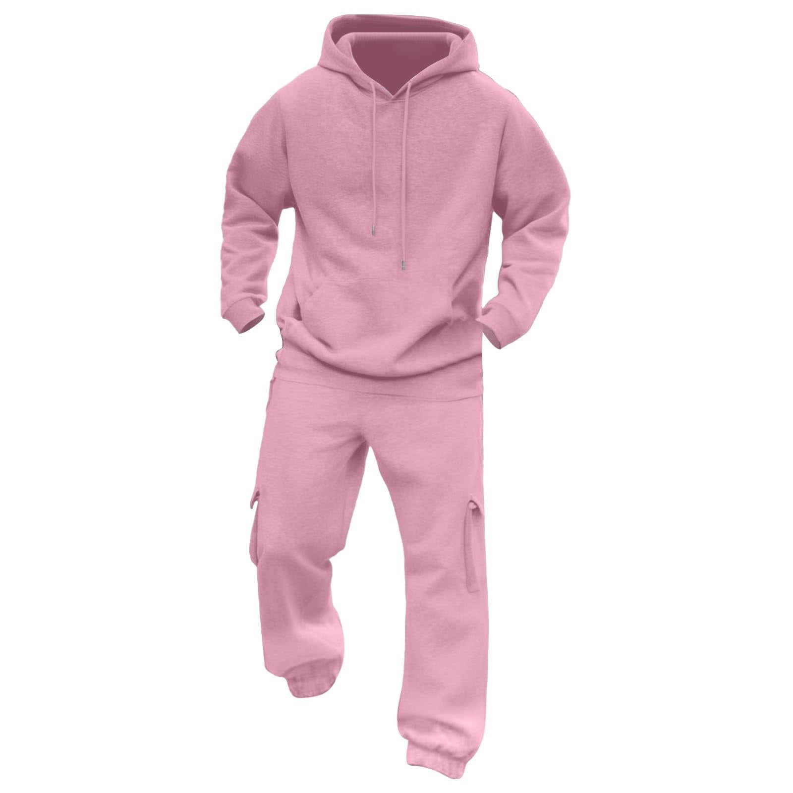 Txeol Mens Fleece Joggers and Hoodie Set 2 Piece Solid Color
