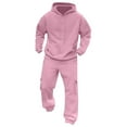 thumbnail image 5 of Havenre Men's Tracksuit 2 Piece Hoodie Sweatsuit Sets Casual Drawstring Long Sleeve Hooded Sweatshirts and Elastic Waist Sweatpants Trendy Cozy Jogging Athletic Suits with Multi-Pockets Pink XL, 5 of 6