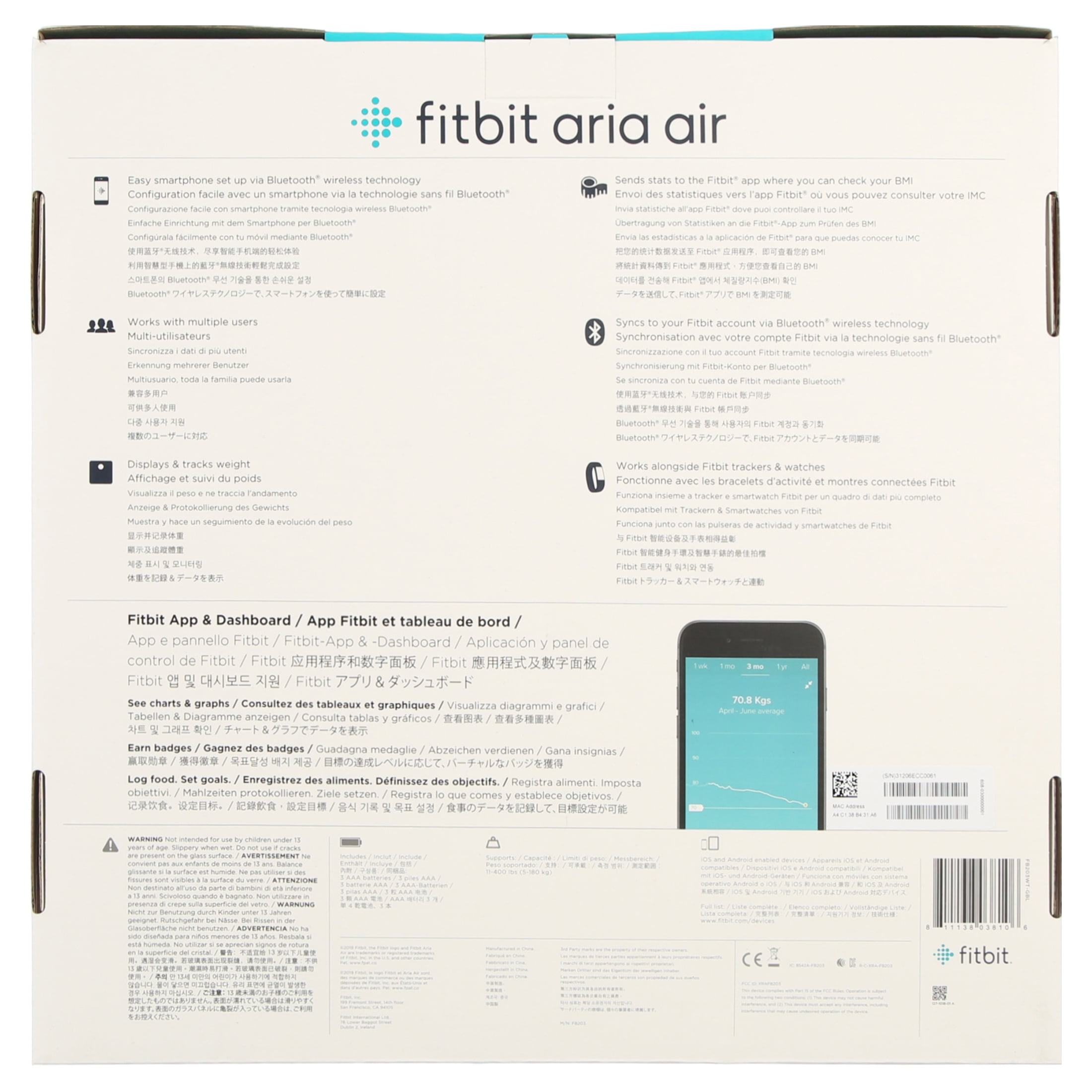 Fitbit Aria Air-smart scale, more complete health perspective, bluetooth  sync, Fibit compatible, multiple users, white color - AliExpress