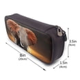 thumbnail image 3 of Picia Elephant Sunset in Kenya Pattern Large Capacity PU Leather Pencil Case Organizer Pen Marker Holder Double Zipper Storage Bag Big Pencil Pouch for College Office, 3 of 6