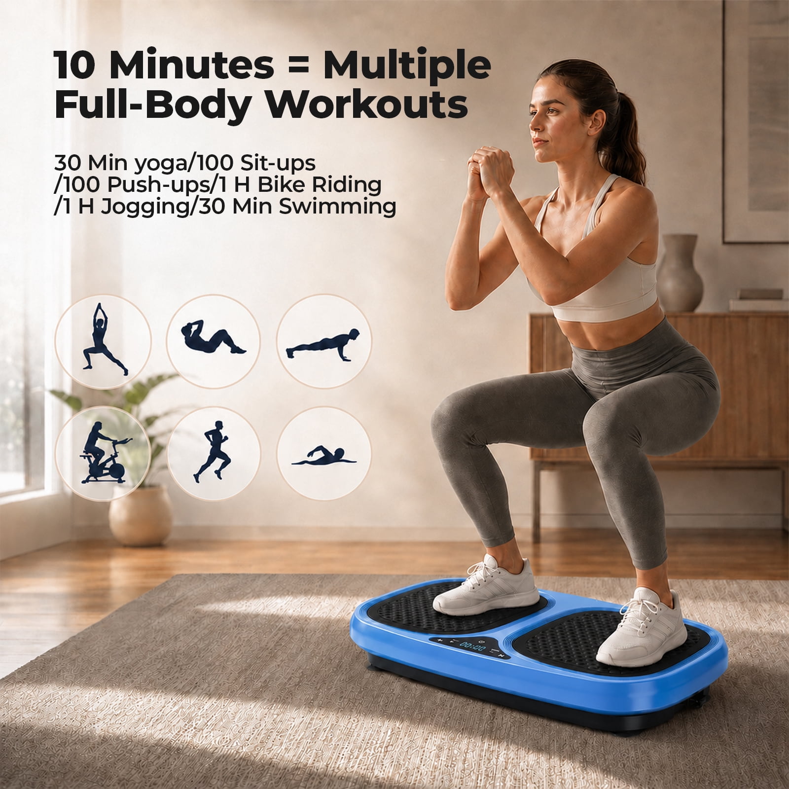Alvantor Vibration Plate Exercise Machine, Vibrating Fitness Platform for Lymphatic Drainage, Full Body Shaker Workout Equipment, 120 Speeds & 9 Modes, Weight Loss Gifts for Women Men