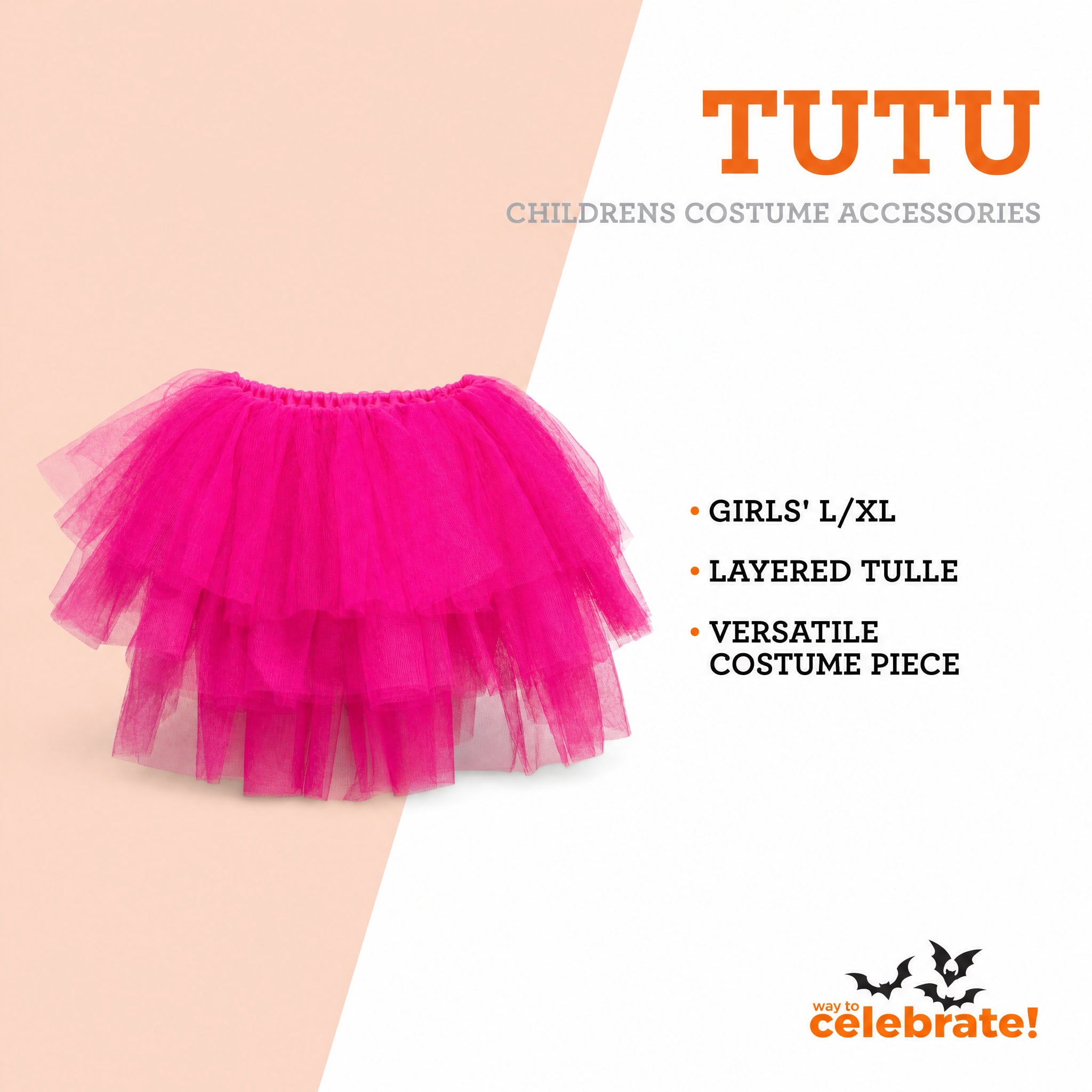 Tutu Costume Accessory for Children, Hot Pink, L/XL, Halloween by Way To Celebrate