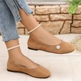 thumbnail image 4 of IEMIEMIEM Women's Slip On Flats Square Toe Fashion Casual Leather Chunky Low Heels Ballet Flats Wide Comfortable Walking Shoes Slip-On Loafers Dress Shoes Brown 7 Wide, 4 of 5
