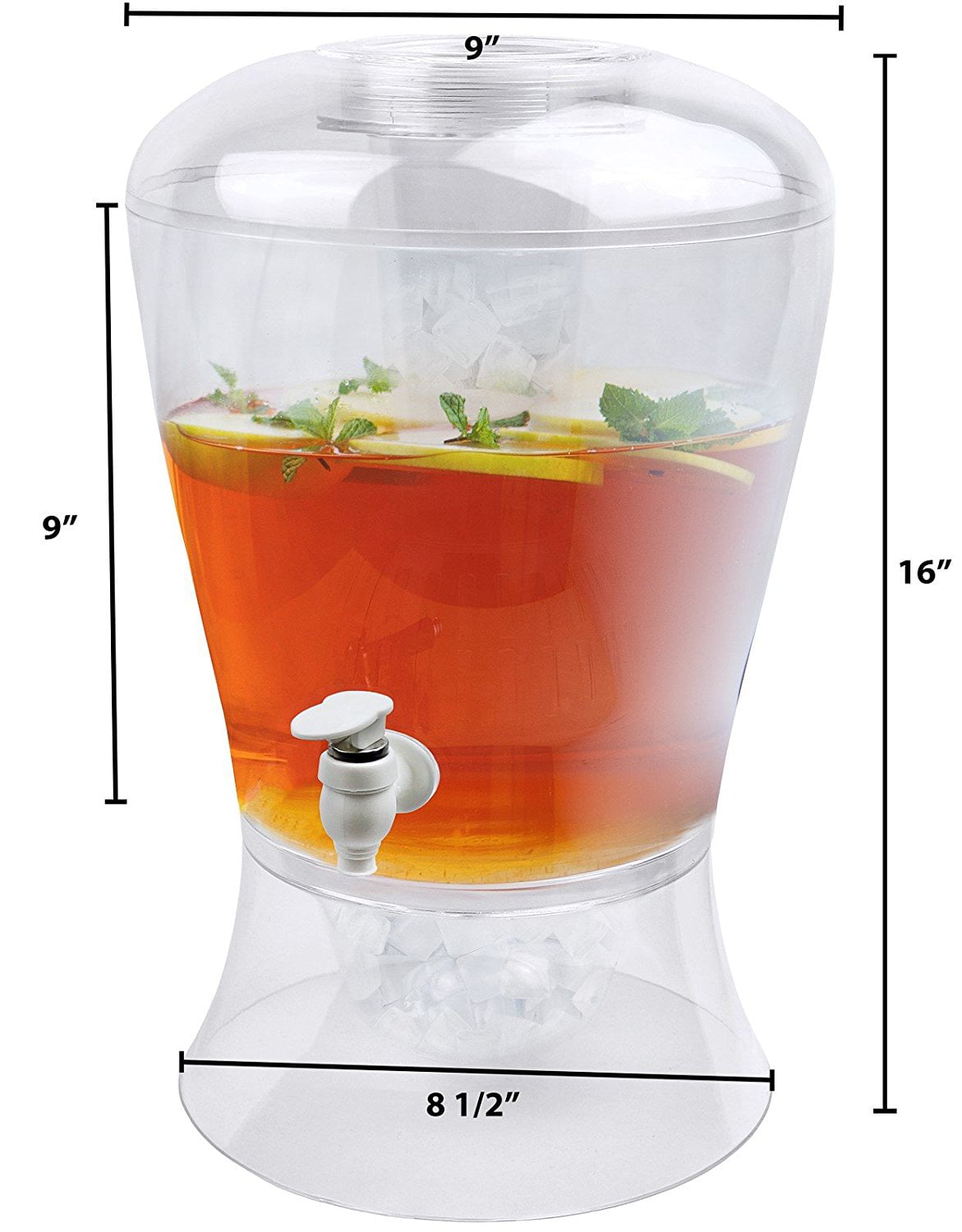 2 gallon Estilo Beverage Dispenser on Base with Ice Core and Flavor Infuser Clear 