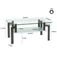 thumbnail image 4 of 2-Tier Glass Coffee Table, Rectangle Open Shelf Coffee Accent Table, Living Room Table with Glass Shelf, Large Storage Space Cocktail Table, Center Table with Wooden Legs for Home Office, B1258, 4 of 9