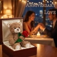thumbnail image 5 of Guvpev Adorable Teddy Bear Plush with Rose, 9" Soft and Cuddly Stuffed Animal for Girlfriend, Wife, Friends, Anniversary & Graduation Gifts, Brown, 5 of 8