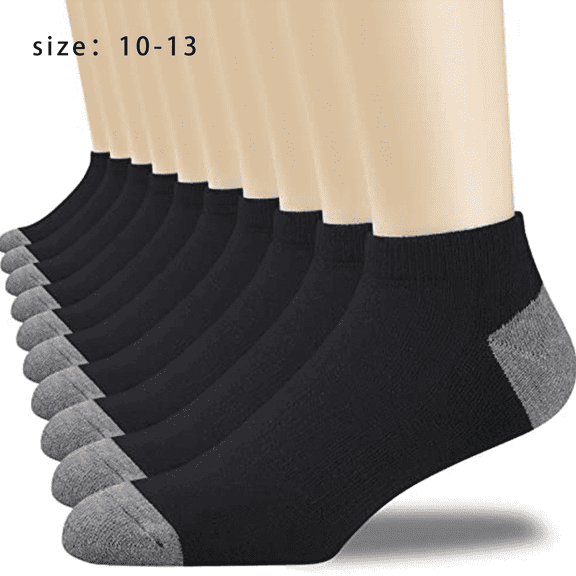 AUQ 12Pcs Socks for Men,Trendy Colorblock Grip Socks,Breathable Comfortable Crew Socks for Women,Black