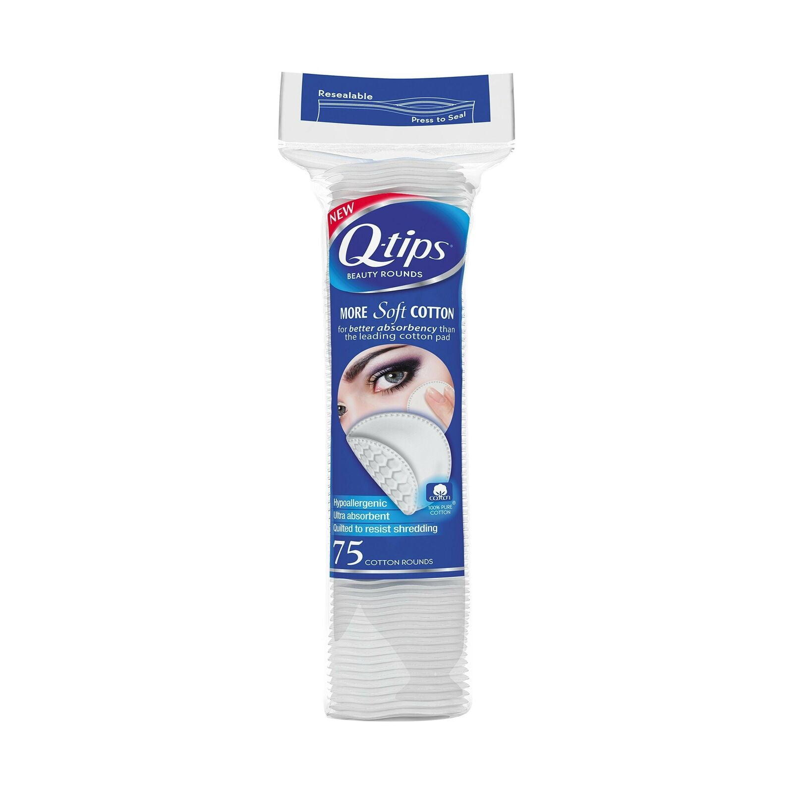 QTip 100 Cotton Beauty Rounds Make Up Application/Removal Pads, 75 ct