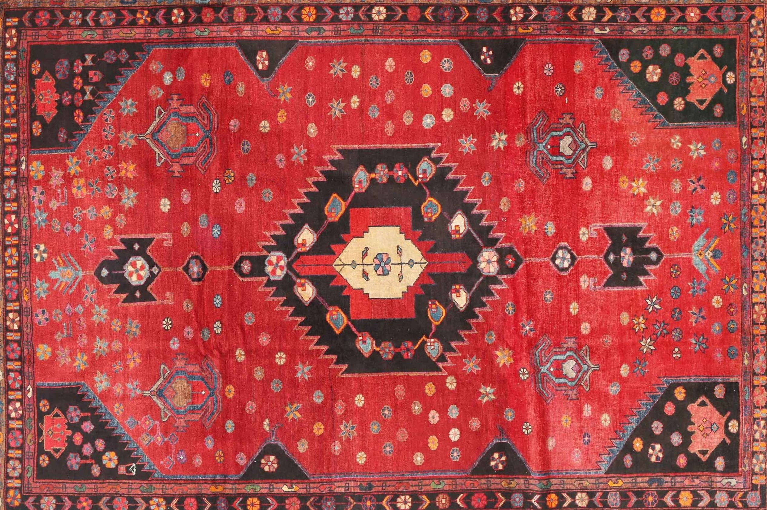 Ahgly Company Indoor Rectangle Traditional Cherry Red Medallion Area