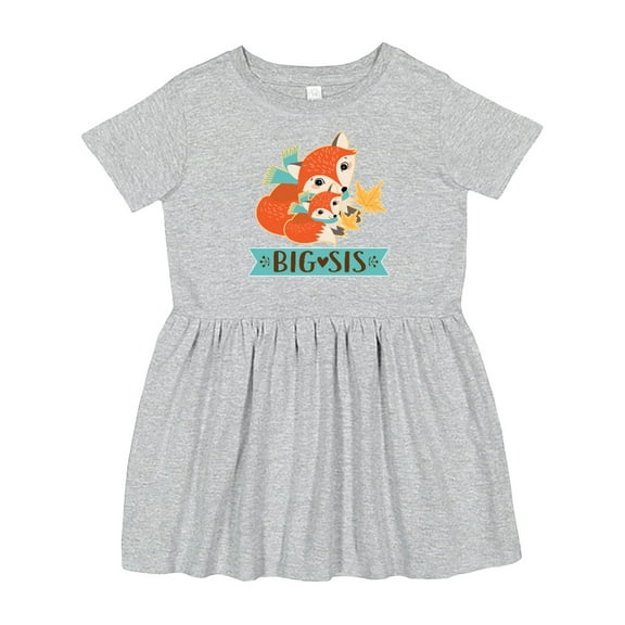 Inktastic Big Sis Woodland Fox Sister Girls Toddler Dress