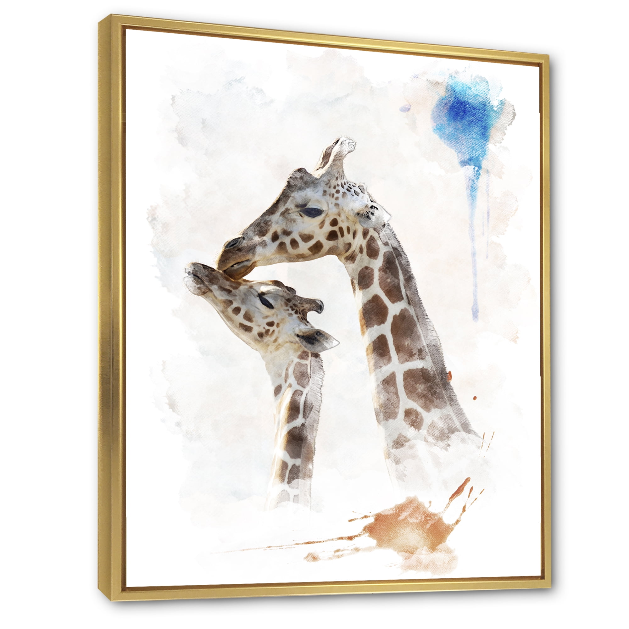 Designart 'Portrait of A Child and Giraffe' Farmhouse Framed Canvas Wall Art Print