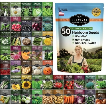 50 Vegetable Garden Seeds - Non GMO Heirloom Tomato Seeds & More- Full Sun Annual