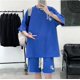 thumbnail image 3 of Conjunto de dos piezas deportivo de gran tamaño de estilo universitario japonés y coreano para hombre y niño, camiseta holgada informal de manga corta y pantalones cortos, 3 of 5