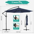 thumbnail image 5 of Sobaniilo Patio Offset Umbrella w/Easy Tilt Adjustment, Crank and Cross Base, Outdoor Cantilever Hanging Umbrella with 8 Ribs, 95% UV protection and Waterproof Canopy, Navy Blue, 5 of 9