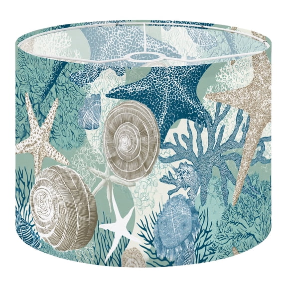Linen Drum Lampshades Cute seamless corals seashells 13"x13"x10" Light Shade for Table Lamps Floor Lamp Shades Lampshade Replacement Assembly Required