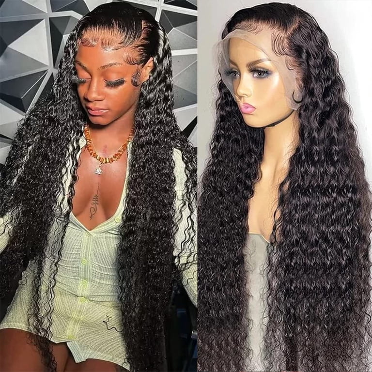 28 Inch Deep Wave Lace Front Wigs Human Hair 180 Density  display picture 3