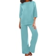 thumbnail image 3 of Women's Linen Two Piece Casual Set Breathable Loose Home and Outfit, 3 of 7