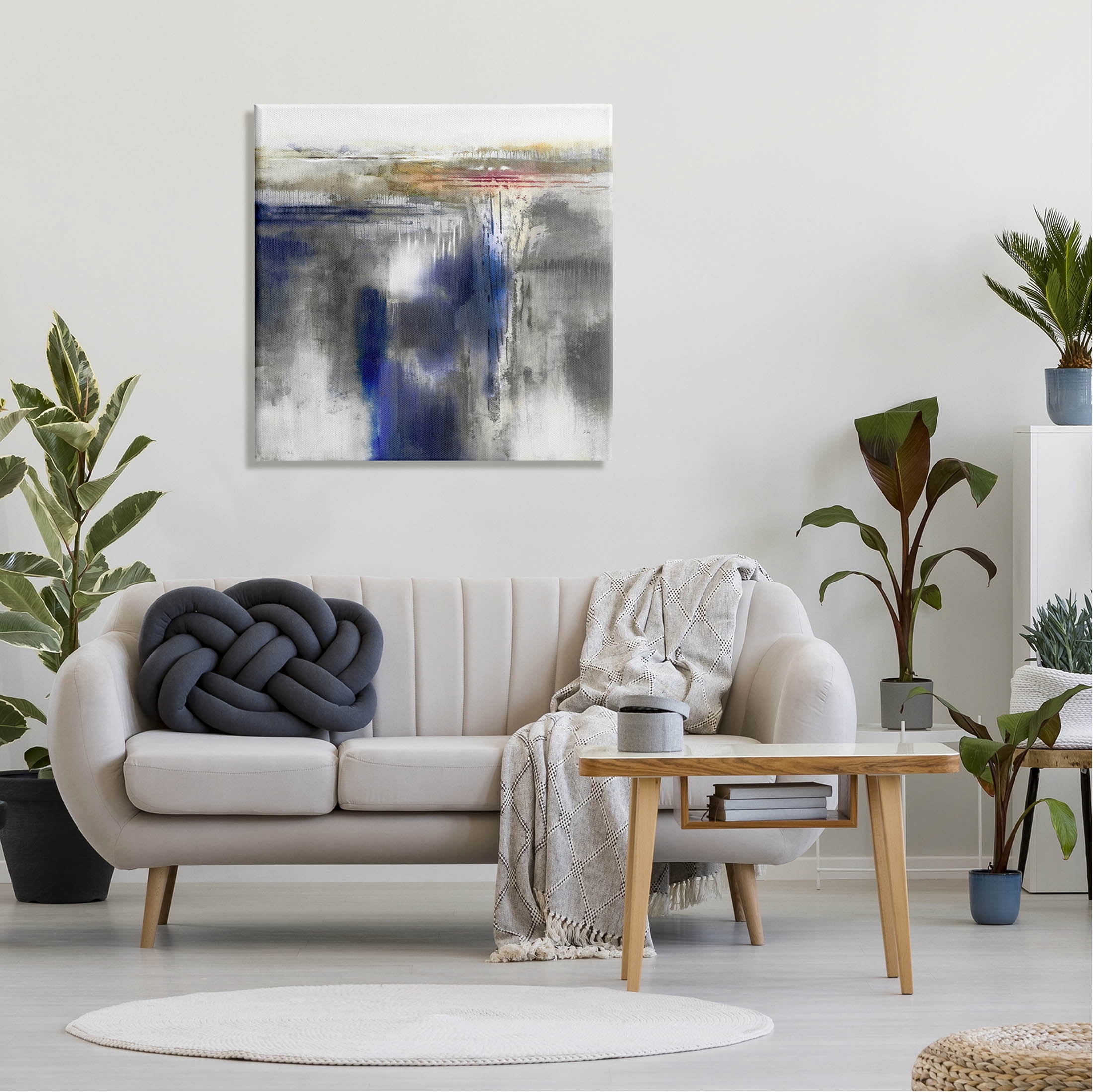 Stupell Industries Contemporary Blue Abstract Painting Gallery Wrapped Canvas Print Wall Art, Design by K. Nari