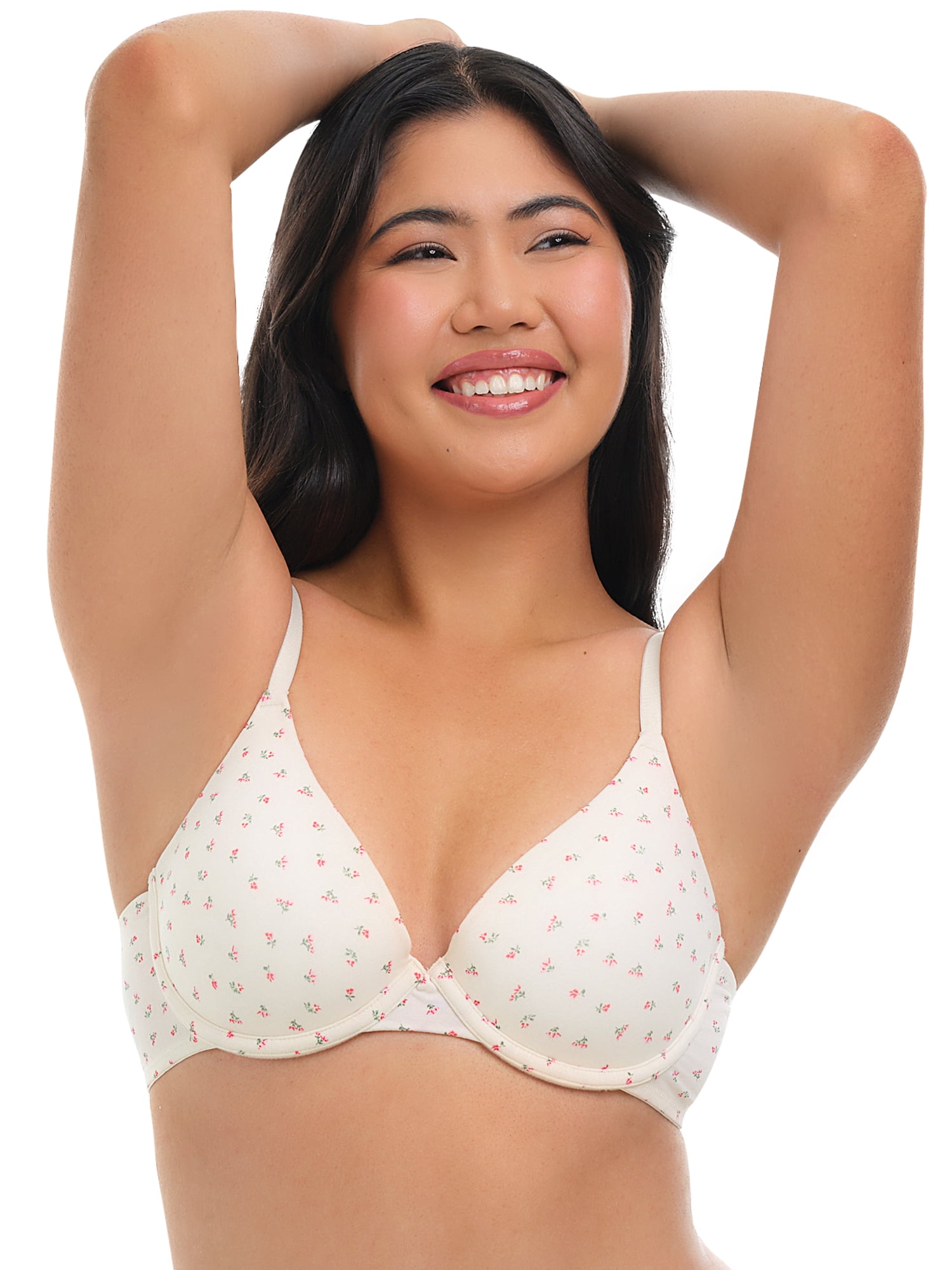 No Boundaries Cotton Blend Lightly Lined T-Shirt Bra, Women's 34A-40C