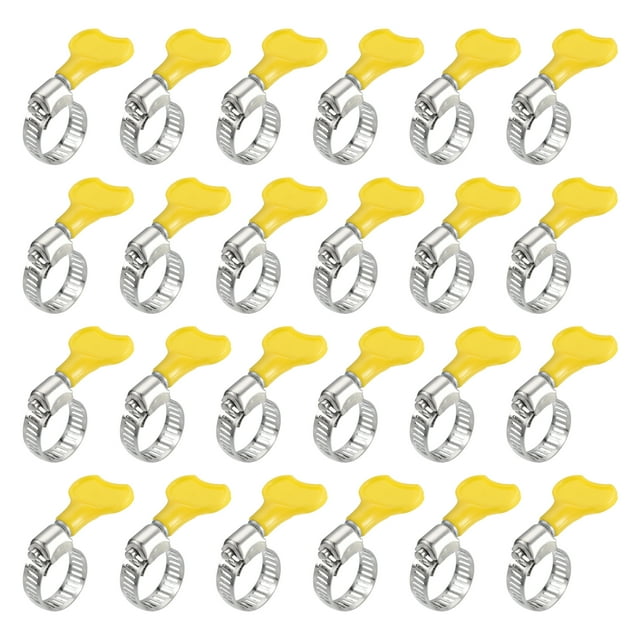 Unique Bargains Collier de Tuyau à Engrenage Ver, 24 Pcs Collier de Tuyau en Acier Inoxydable Réglable de Type Clé 1/2 Pieds-3/4 Pieds pour Fixer le Tuyau