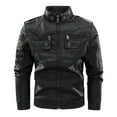 thumbnail image 2 of CHEEREAM Men's Faux Leather Jacket Vintage Stand Collar Motorcycle PU Leather Outwear Coat with Pockets Black XL, 2 of 5