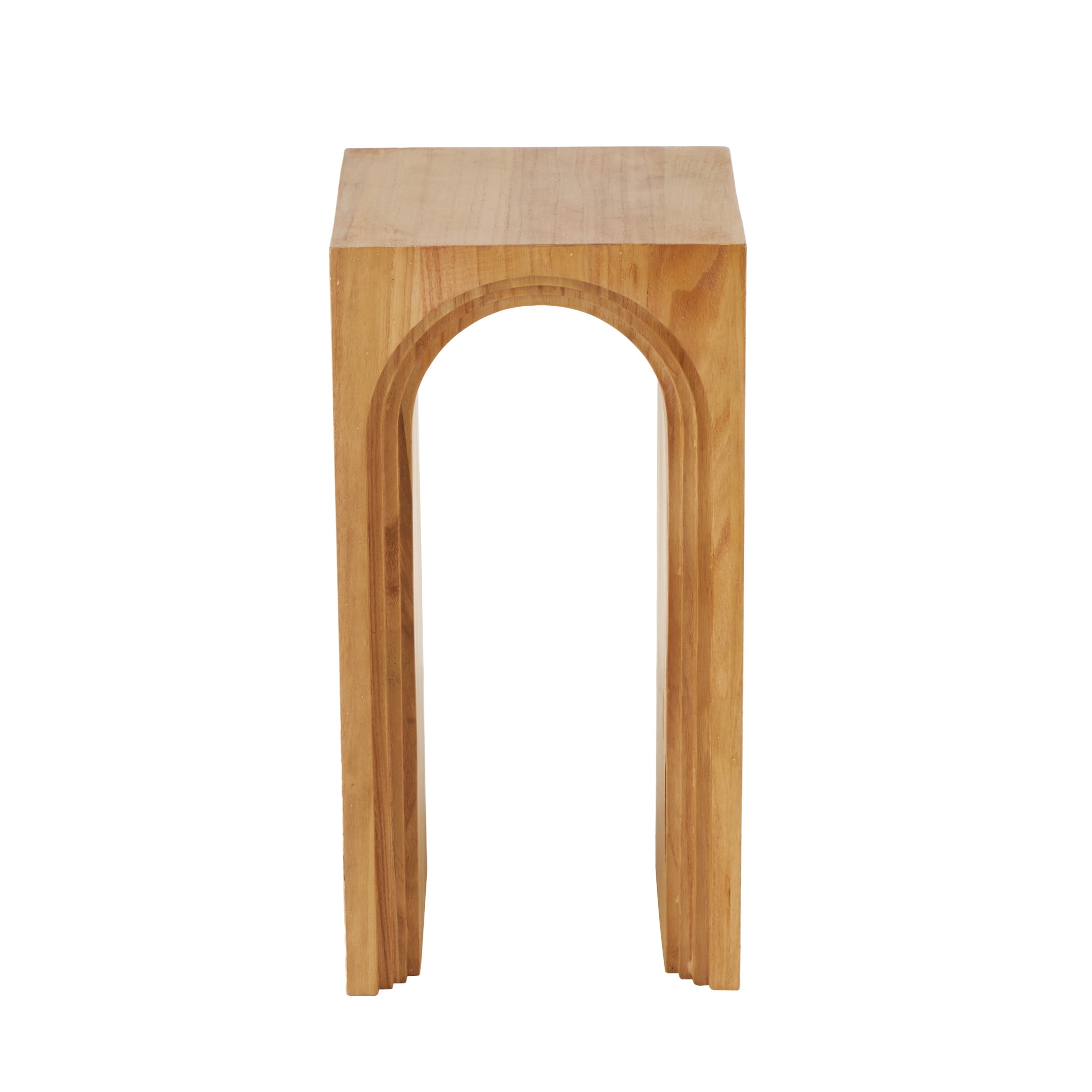 DecMode 12" x 24" Brown Wood Cutout Arch Accent Table, 1-Piece