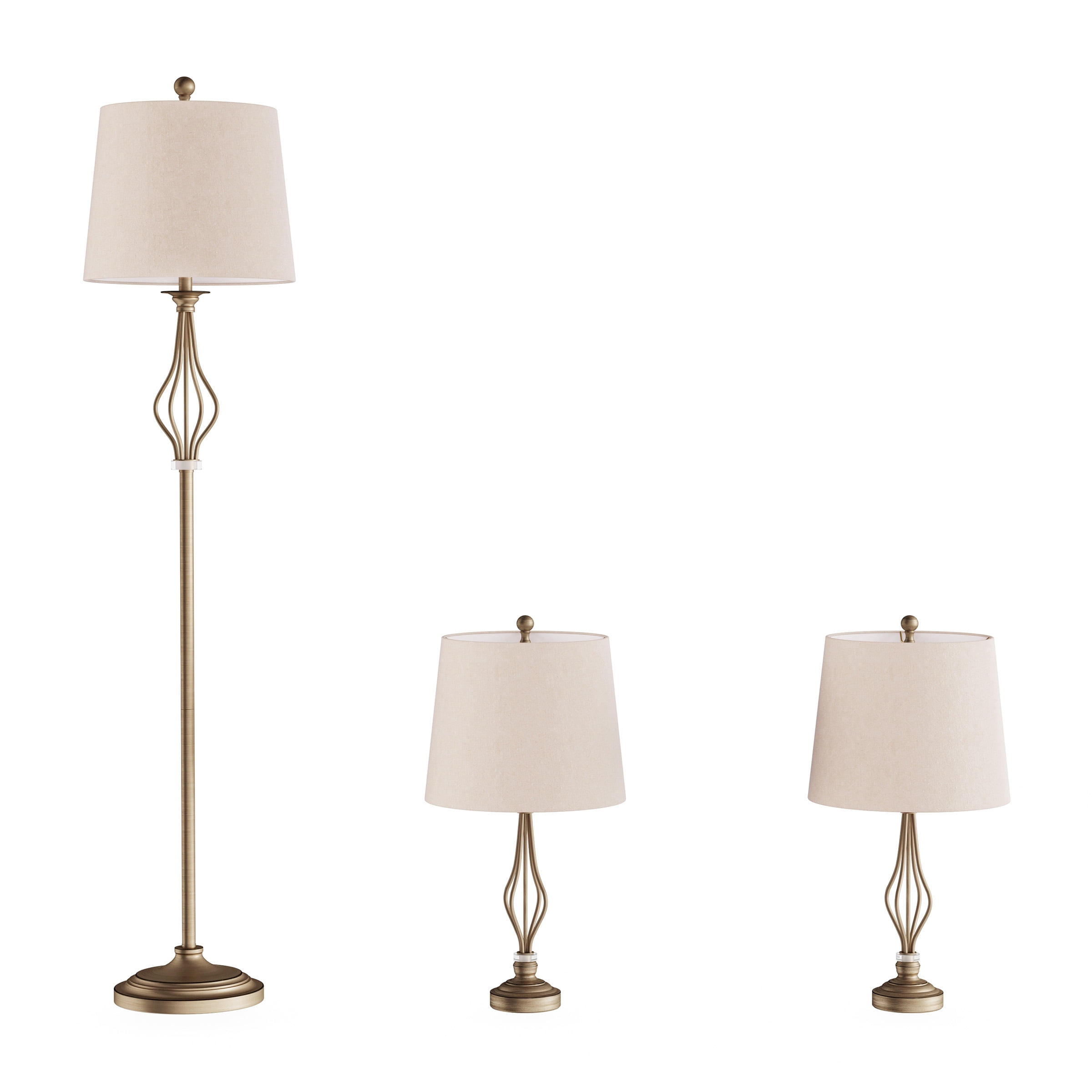 Lavish Home Modern Table Lamps, Set of 2 LED Lighting for Living Room, Bedroom or Office (Gold)