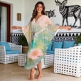 thumbnail image 3 of Xixirimido Hummingbird Spring Floral Print Kaftan Dresses for Women Plus Size V Neck Caftans Long Batwing Sleeve Beach Cover Ups Summer Beach Dress, 3 of 7