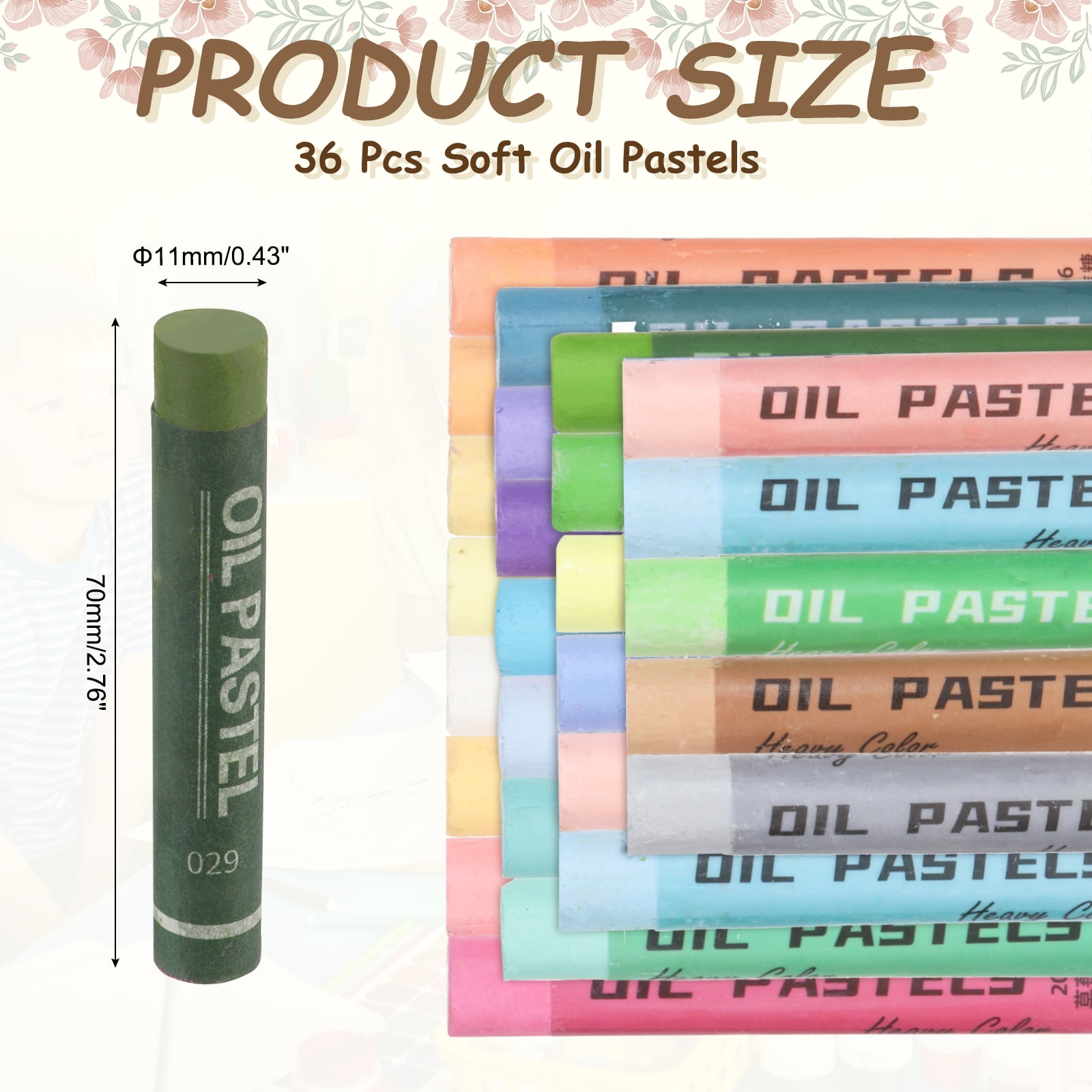 Uxcell Soft Oil Pastels, Oil Pastel Crayons Vibrant Color Blendable Art Supplies for Painting Drawing Blending Painting Artists Beginners Professional(Olive Green, Pack of 36)