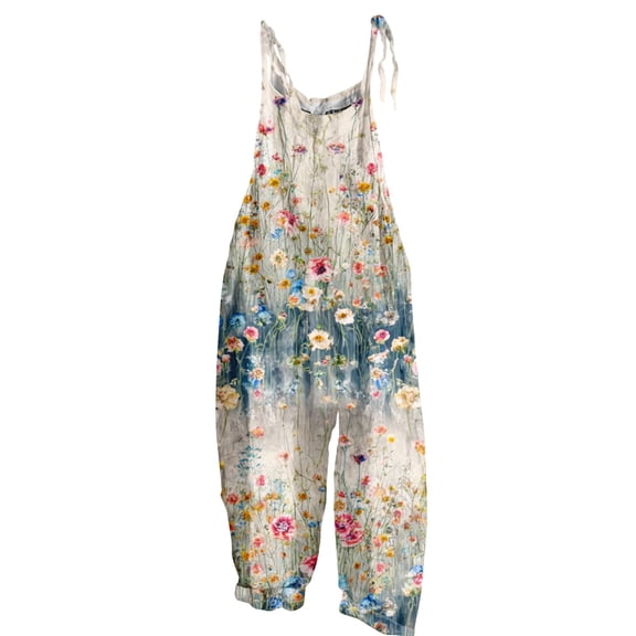 GILIGEGE Women Denim Overalls Floral Printed Jumpsuits Wide Leg Pants Jean Barrel Leg Baggy Jumpsuit Denim Stretch Straight Leg Jeans Overall Solid Color Classic Overalls Jeans Grey