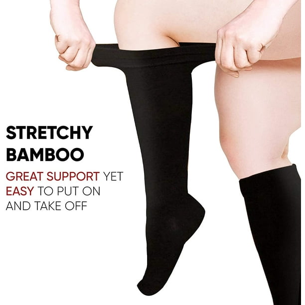 Plus Size Compression Socks Wide Calf XXL XXXL \u2013 Graduated Bamboo  Knee-High Support 