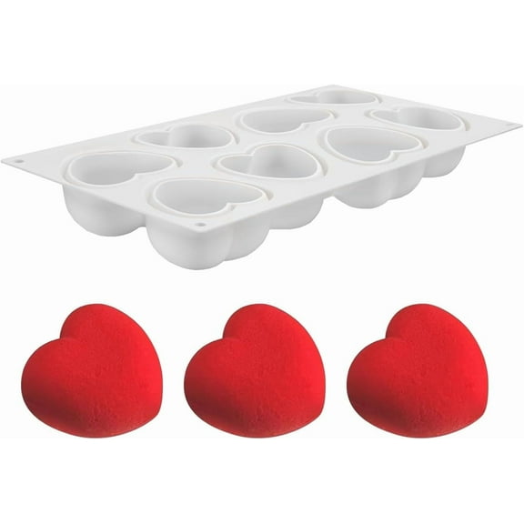 Silicone Mold 3D Heart Shape, Silicone Molds for Baking Mousse Cake, Candy, Dessert, Chocolate and More, Oven and Freezer Compatible, Send Goods from Local Warehouse