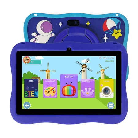 7 Kids Tablet for Toddlers 32GB WiFi Parental Control 3+ Blue | Tablet for kids Unique Astronaut-Pattern Case Educational Games/apps Pre-Installed WiFi Bluetooth Dual Cameras Gift for