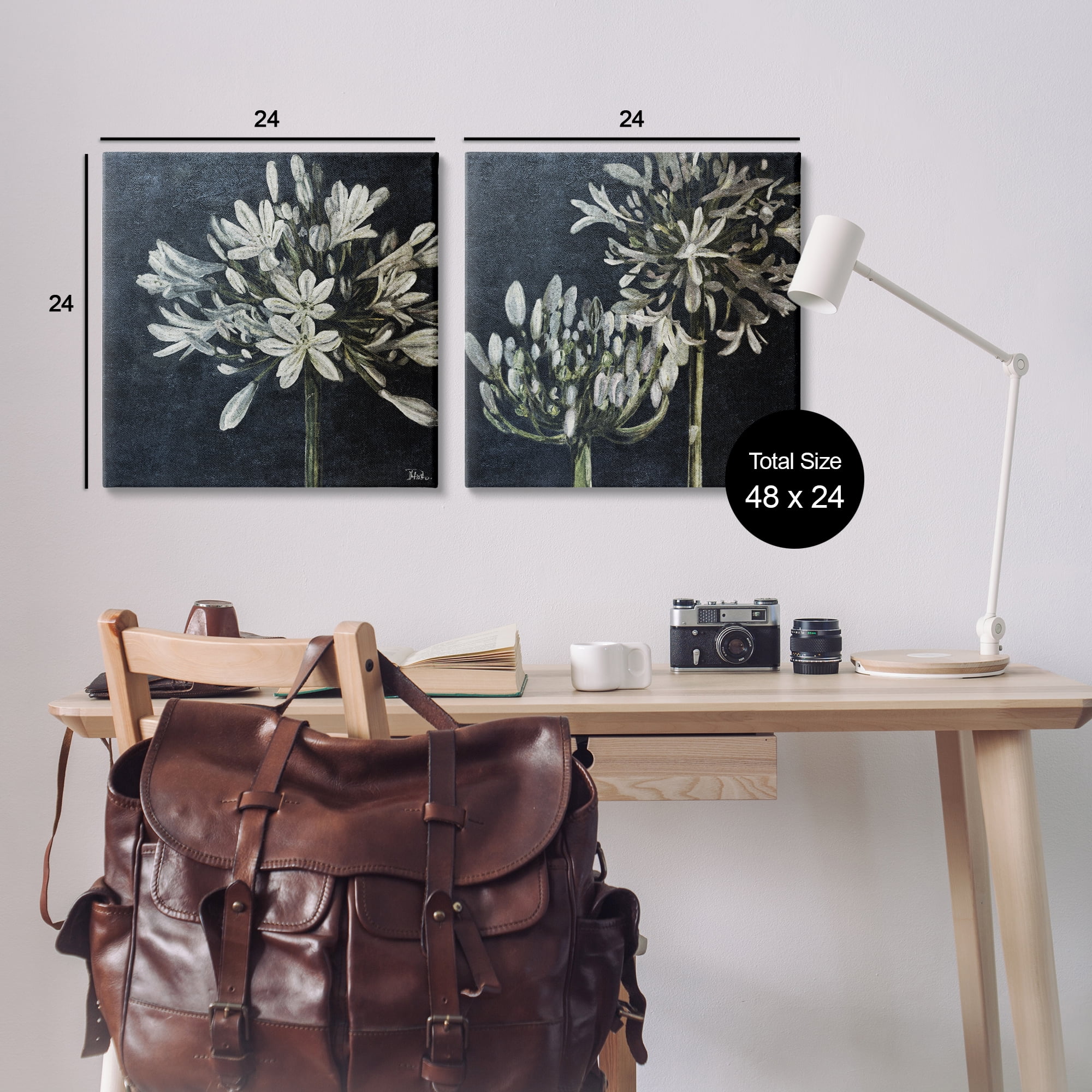 Stupell Industries Blossoming Flower Stem Plants & Flowers Painting Wrapped Canvas Art Print Wall Art, 24 x 24, Set of 2