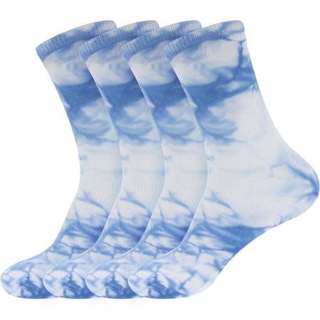 BambooMN Women s Bamboo Tie Dye Crew Socks - Blue - 4 pairs