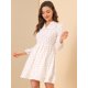 thumbnail image 3 of Mini vestido Elegante Allegra K con cuello de volantes y estampado de corazón Albaricoque L, 3 of 6