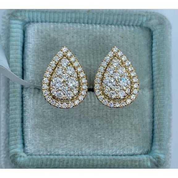 2Ct Round Cut Lab Created Moissanite Stud Women's Earrings 14K Yellow Gold Plated Silver