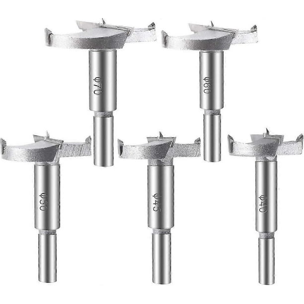 5 Pieces Wood Drill Bits, (40/45/50/60/70mm) Carbide Wood Router Bits Assortment