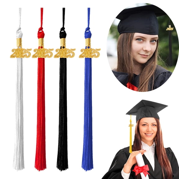 SmartBy Graduation Hat Tassel with 2025 Date Charm Solid Color 40cm Length Cap Hornor Tassel for Master Bachelor School Graduation Season
