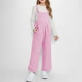 thumbnail image 3 of AJTQTH Fashion Girls Fleece Overalls Kids Winter Loose Casual Solid Color/Plaid/Tie Dye/Gradient Color Print Spaghetti Strap Wide Leg Winter Fuzzy Thick Warm Jumpsuit Rompers with Pockets 13-14 Years, 3 of 9