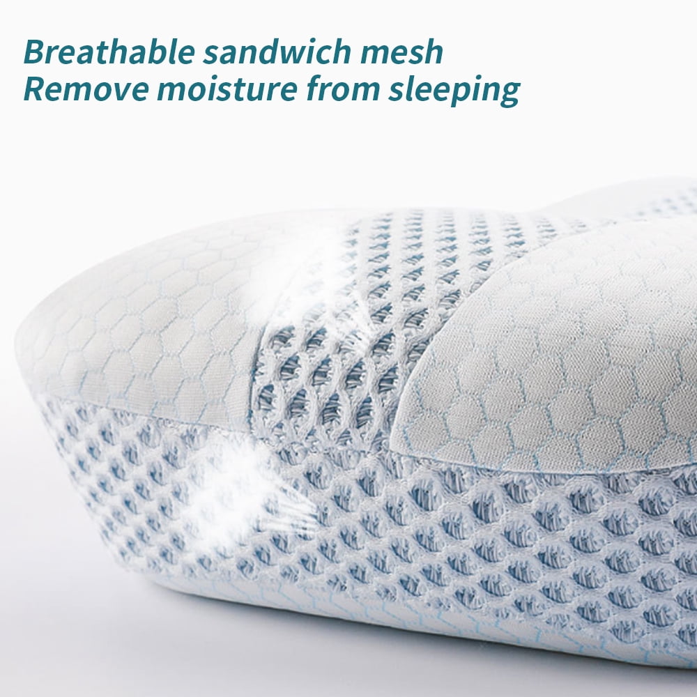 LEZZYRUCK Cervical Pillow for Neck Pain Relief, Ice Silk Contour Memory Foam Pillow,Ergonomic Orthopedic Neck Support Pillow for Side,Back and Stomach Sleepers
