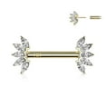 thumbnail image 4 of 14 Karat Solid Gold Nipple Ring Barbell 14 Gauge  Threadless Fan CZ, 4 of 6