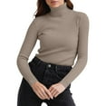 thumbnail image 6 of TrdSipl Womens Casual Slim Basic Tops Knitted Light Weight Turtle Neck Pullover Sweater Winter Warm Undershirts Khaki M, 6 of 6