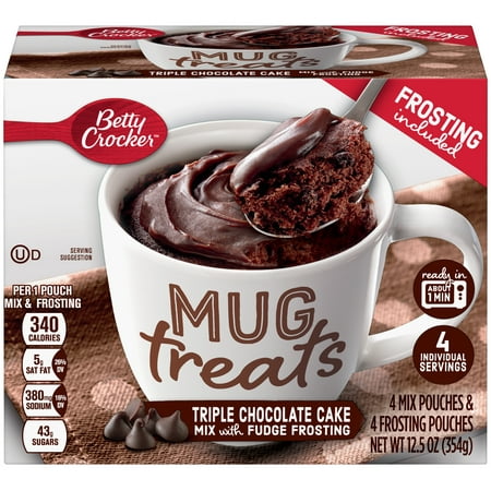 (6 Pack) Betty Crocker Mug Treats Triple Chocolate Cake 12.5 oz (Best Nutella Mug Cake)
