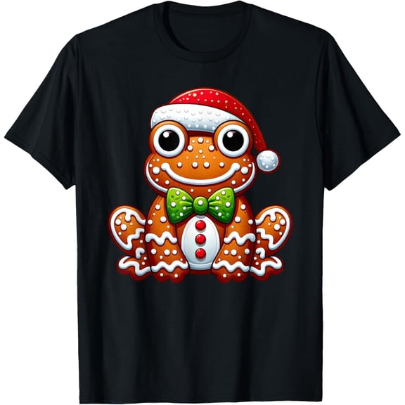 Funny Gingerbread Man Frog Christmas Womens Mens T-Shirt