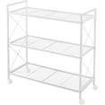 thumbnail image 1 of 3-Tier Metal Storage Rack with Wheels, Mesh Shelving Unit with X Side Frames, 31.5-Inch Width, for Entryway, Kitchen, Living Room, Bathroom, Industrial Style, White UBSC183W01, 1 of 7