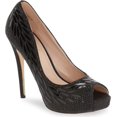 thumbnail image 2 of Lauren Lorraine Estelle Black Glitter Peep Toe Rhinestone Fashion Dress Pumps (Black Glitter, 5.5), 2 of 3