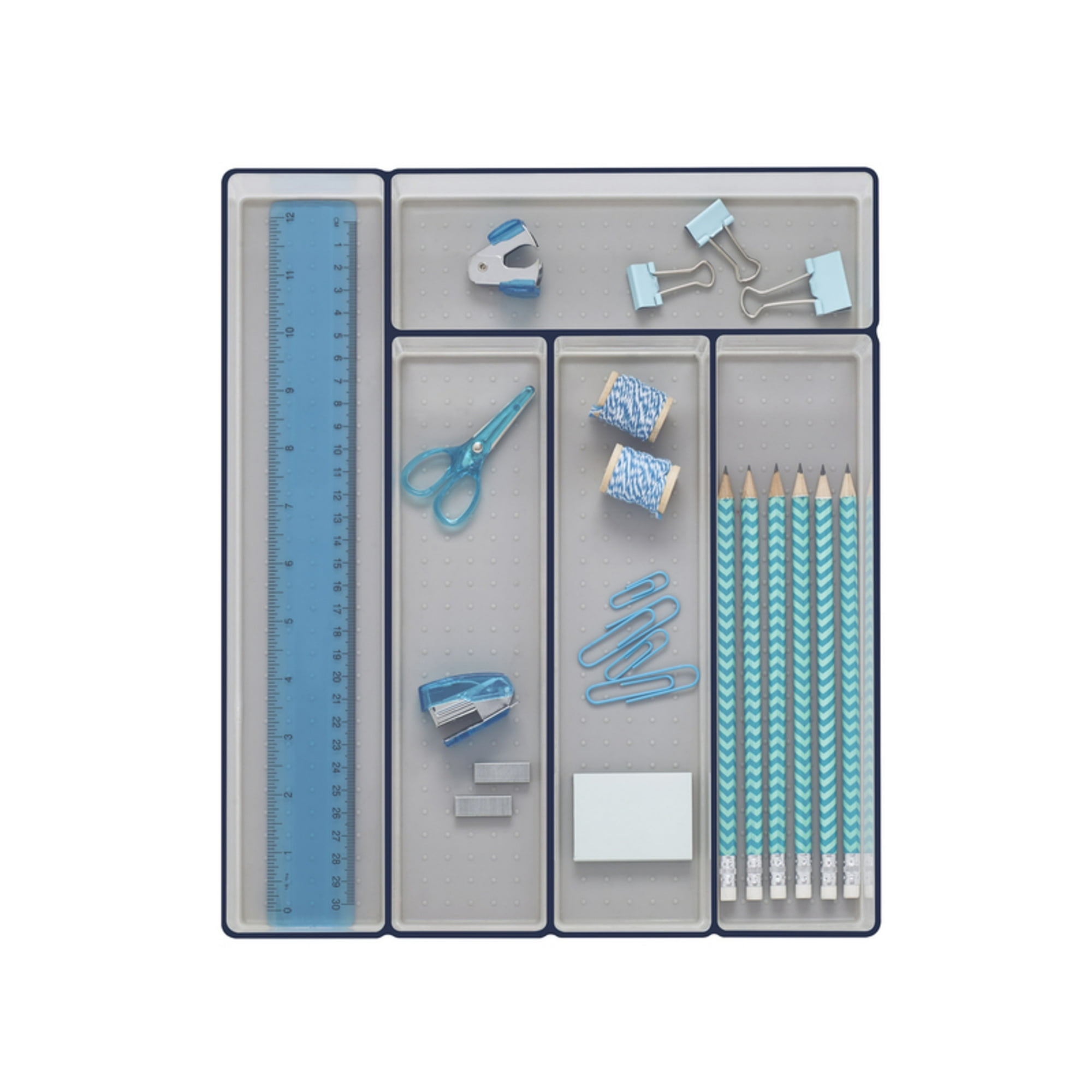 Copco 2-piece Clear Flatware Drawer Organizer Set with a Gray Liner
