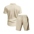thumbnail image 4 of RUTAYY Men's Outfits Solid Color Short Sleeve Turndown Collar Tee Shorts with Pocket Everyday Wear Outdoor Activities Comfortable Fashion Beach Clothing Sets, 4 of 9